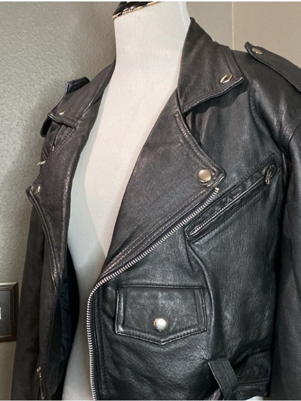 Wilson’s Black Leather Cropped Moto Jacket - Picture 3 of 10